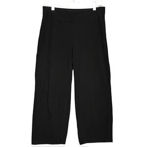 EILEEN FISHER BLACK ATHLEISURE CROPPED WIDE LEG YOGA PANTS PETITES SIZE PM VGC